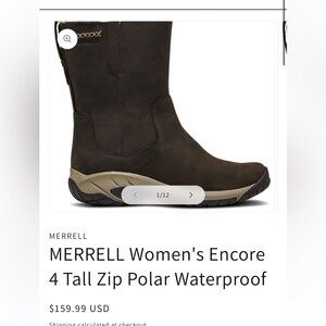 Merrell Encore 4 Polar Waterproof Nubuck Leather Women’s Tall Zipper Bootie 8.5